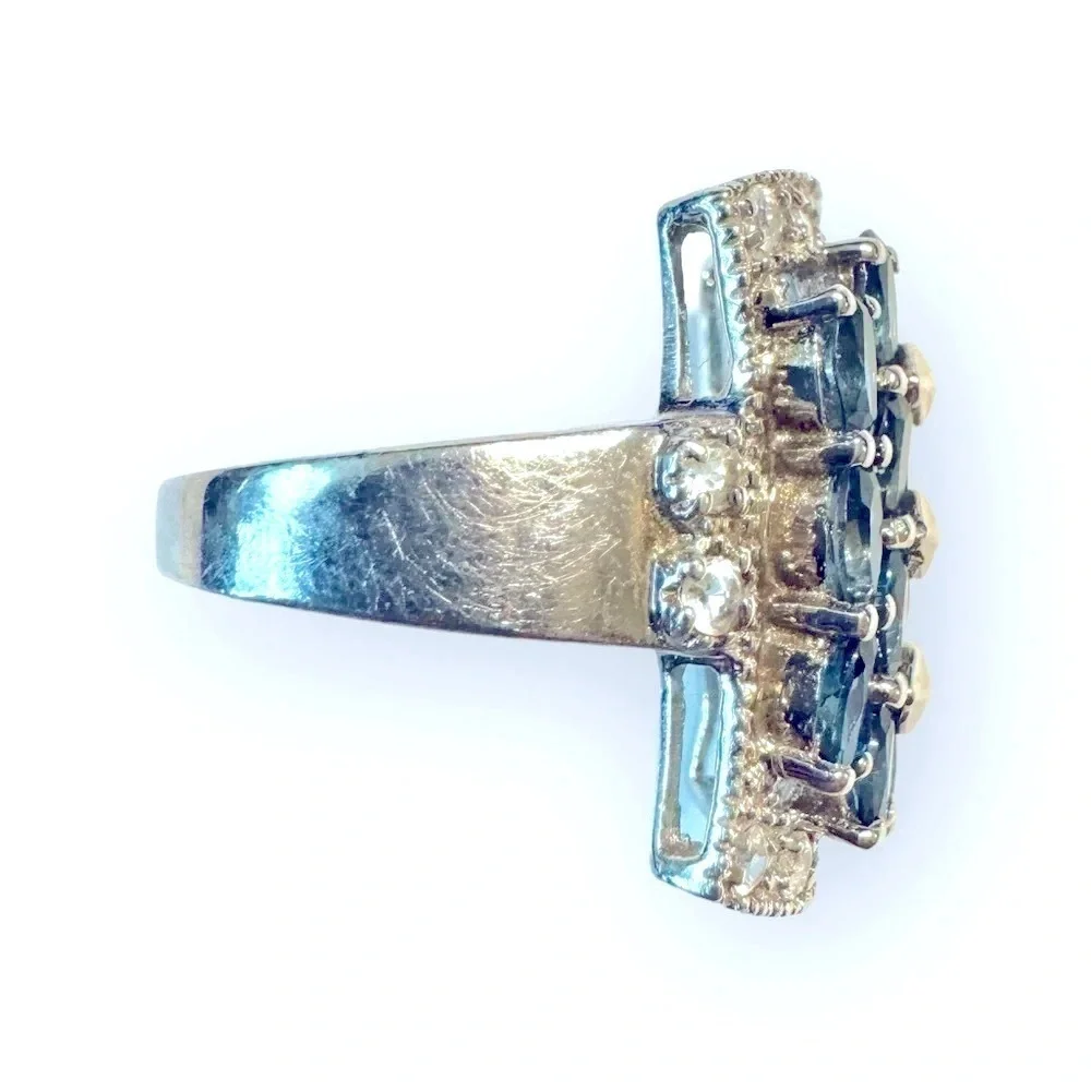Swiss Blue Topaz / White Topaz Sterling Silver Ring (6.5)